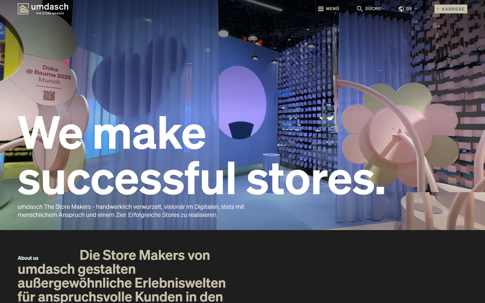 Aktueller Screenshot der Website von umdasch