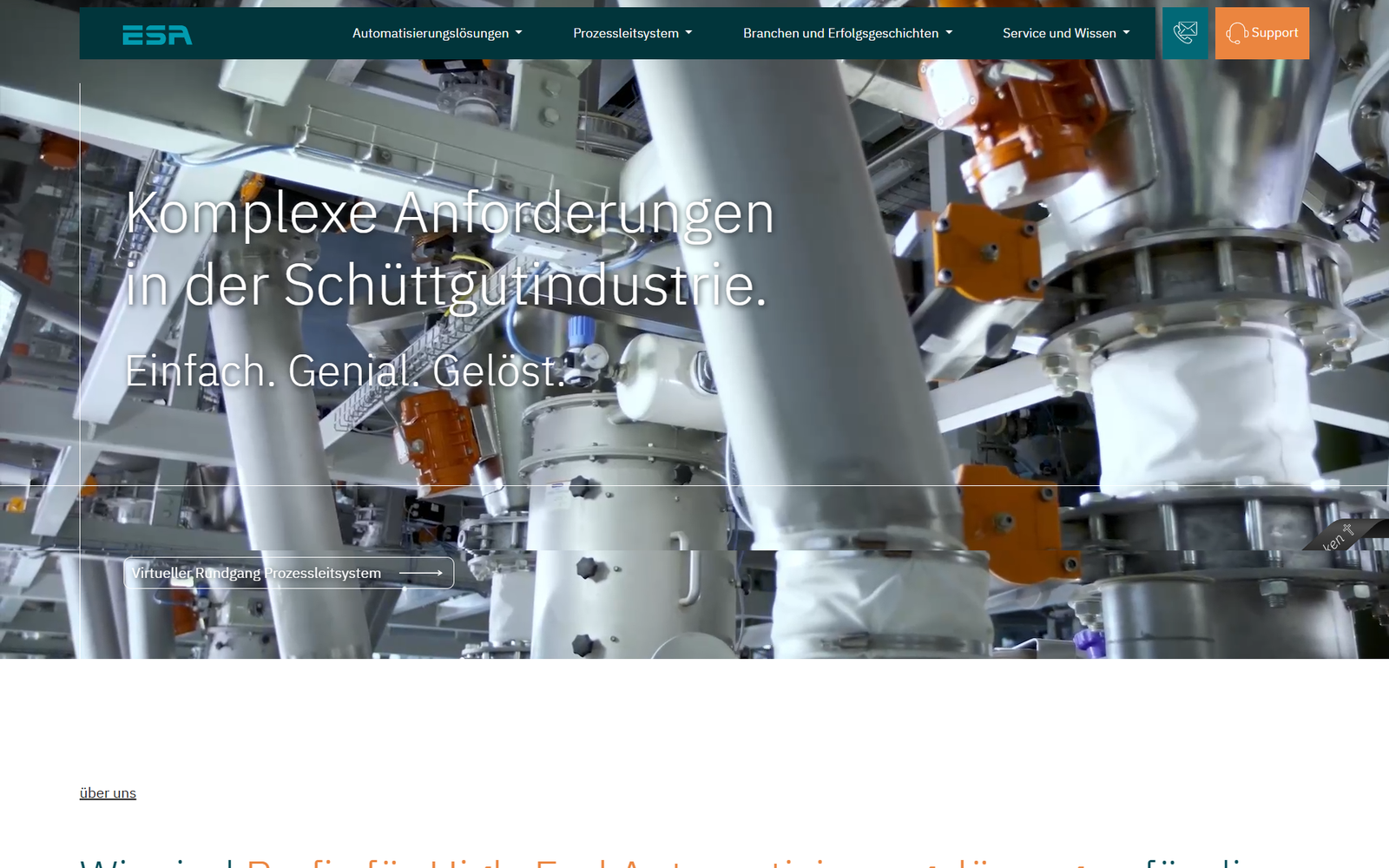 Aktueller Screenshot der Website von ESA