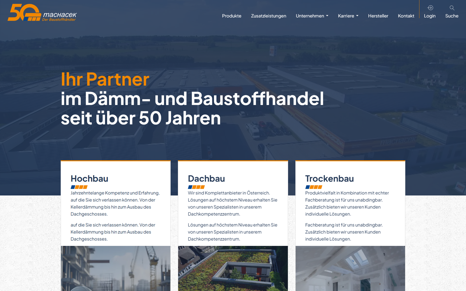 Aktueller Screenshot der Website von Machacek