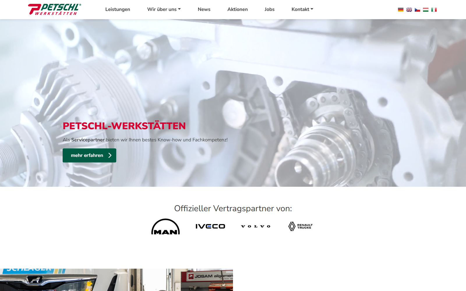 Aktueller Screenshot der Website von Petschl Werkstätten